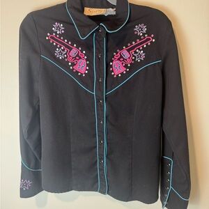 Scully Black Pink Embroidered Blazer